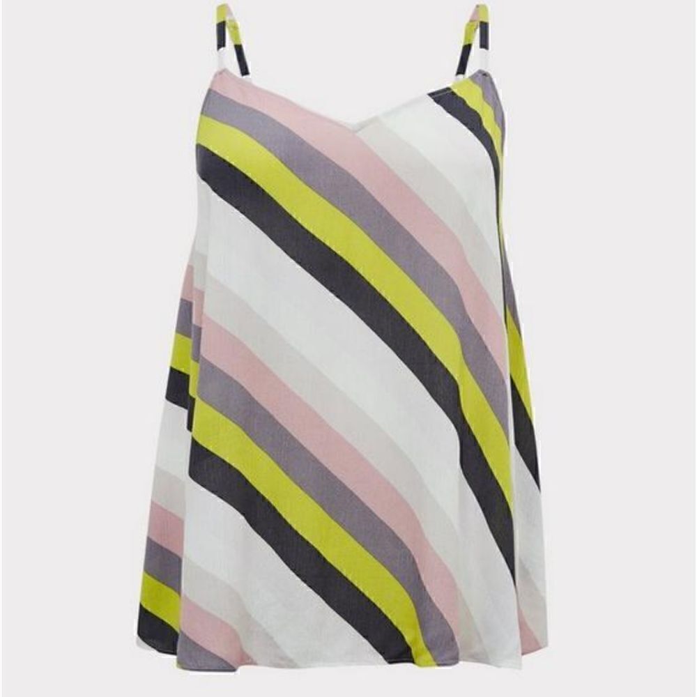 Torrid Diagonal Multicolor Stripe Crinkle Gauze Swing Cami Size 2